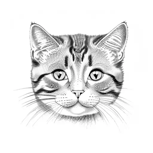 cat. balck. white. stripes tattoo design idea
