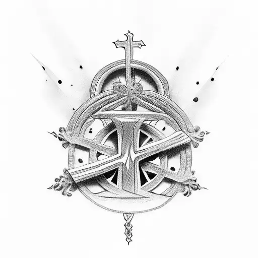 cross with signature and bible verse tattoo design idea