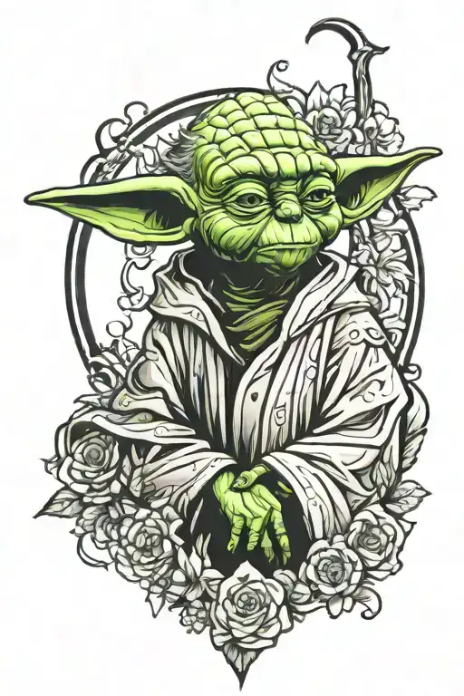 Yoda anime character tattoo design idea