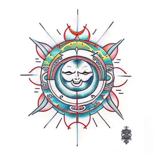Sun and Moon tattoo design idea