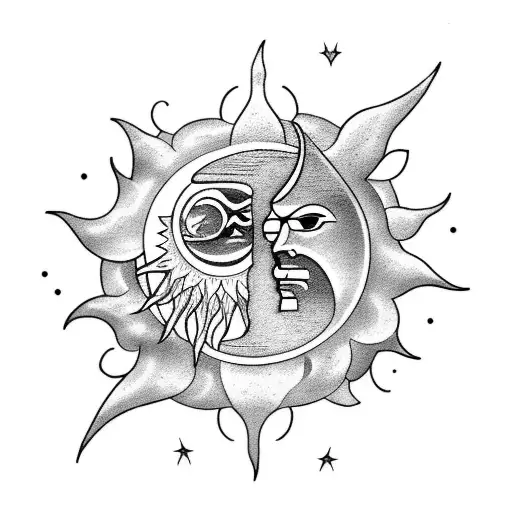 Sun and Moon tattoo design idea