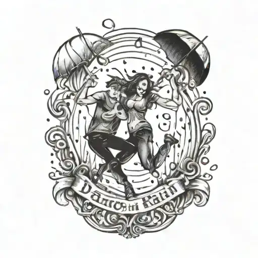 "Dance in Rain" written across tattoo design idea