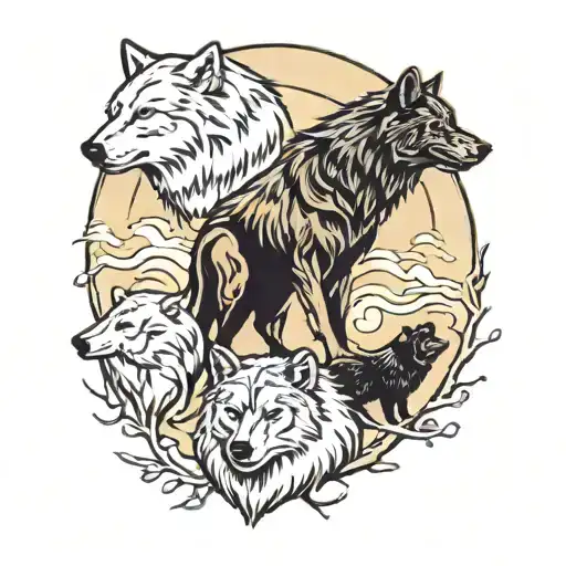 wolf, bear and raven tattoo design idea