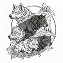 wolf, bear and raven tattoo design idea