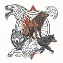 wolf, bear and raven tattoo design idea