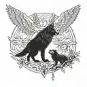 wolf, bear and raven tattoo design idea