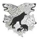 wolf, bear and raven tattoo design idea