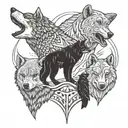 wolf, bear and raven tattoo design idea