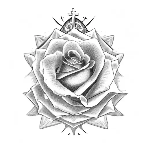 catholic fore arm sleeve, roman numerals, rose tattoo design idea