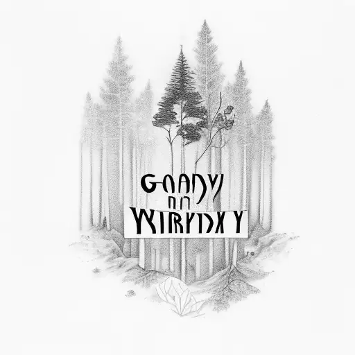 Forest with Grandma's name and birthday and year of death tattoo design idea