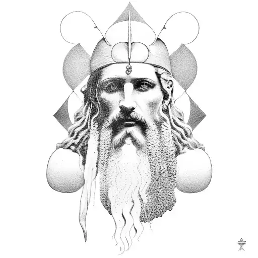 Zeus and ades with landscape  tattoo design idea