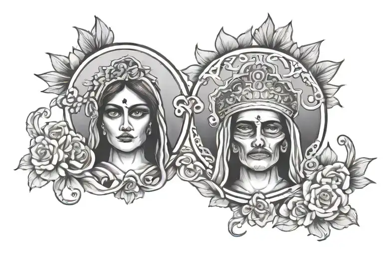 mexican american holy saints tattoo design idea
