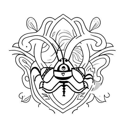 A minimalist tattoo of a ladybug surrounded by the words 'Love', 'Family', and 'Nora', symbolizing the importance of love and family in life tattoo design idea