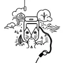 phone hanging off hook tattoo design idea