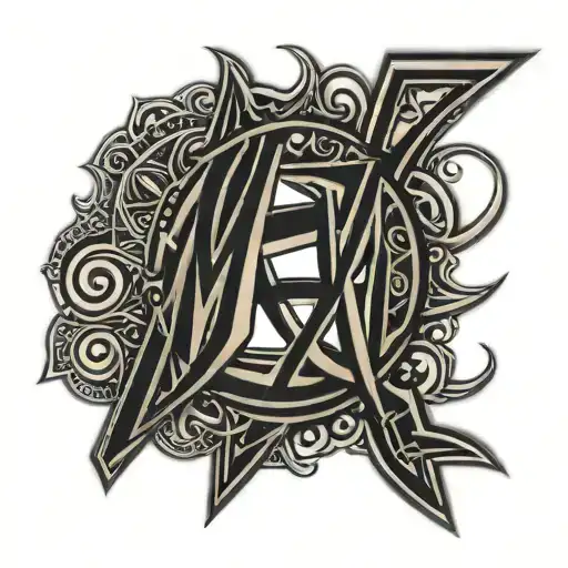 TRIBAL LETTERING WORD MIRACLE RAZ   tattoo design idea