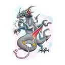 wizard fighting a dragon  tattoo design idea