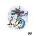 wizard fighting a dragon  tattoo design idea