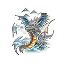 wizard fighting a dragon  tattoo design idea