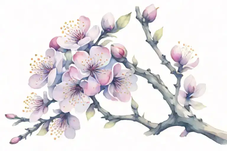 plum blossom branch tattoo design idea