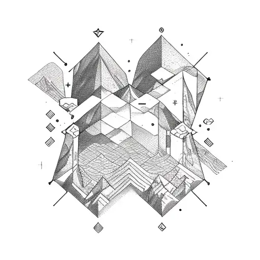 A Gemini constellation made of hiking trails and mountain peaks tattoo design idea