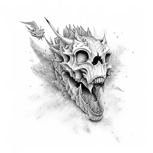 dragon and skull tattoo | Eight of Swords Tattoo