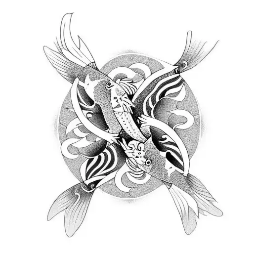Two koi fish circling around each other merging into a dragon  tattoo design idea