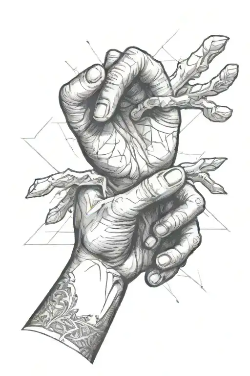 A detailed illustration of a man's hands reaching out to help others, embodying the spirit of a hero tattoo design idea