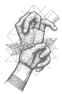 A detailed illustration of a man's hands reaching out to help others, embodying the spirit of a hero tattoo design idea