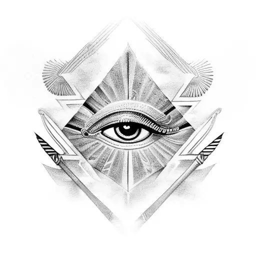 ra eye ankh and Egyptian mithology tattoo design idea