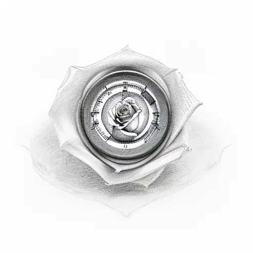 A tape measure wrapped around a baby footprint with a rose tattoo design idea