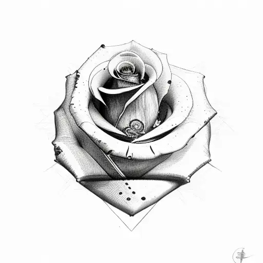 A tape measure wrapped around a baby footprint with a rose tattoo design idea