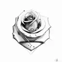 A tape measure wrapped around a baby footprint with a rose tattoo design idea