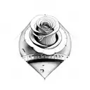 A tape measure wrapped around a baby footprint with a rose tattoo design idea