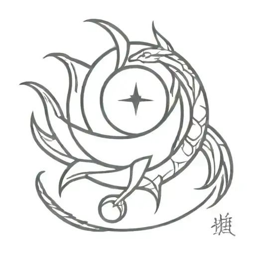Dragon sun and moon tattoo design idea