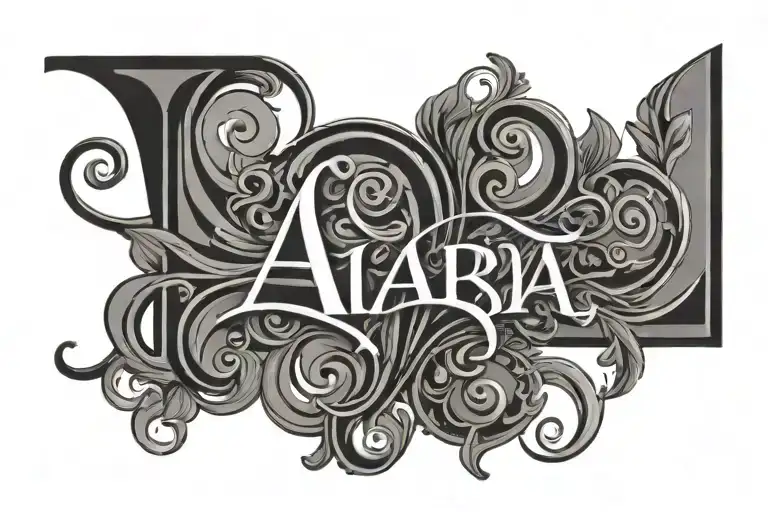 Incorporate name "Aara" in a stylish, cursive font, with delicate swirls and loops, perhaps forming a heart around t tattoo design idea