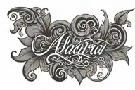 Incorporate name "Aara" in a stylish, cursive font, with delicate swirls and loops, perhaps forming a heart around t tattoo design idea