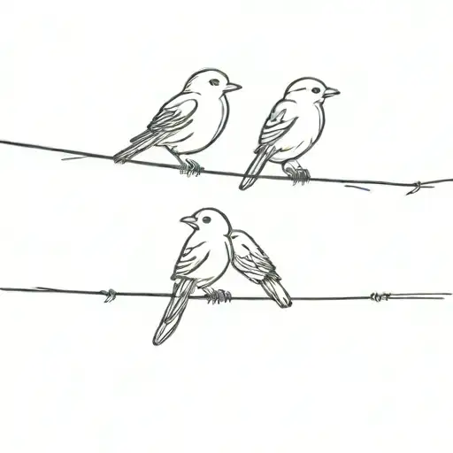 3 birds sitting on a wire tattoo design idea