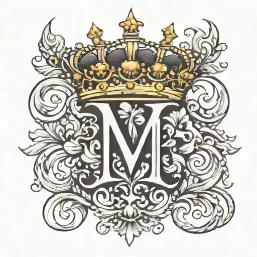 Letter M with queen crown on it  tattoo design idea