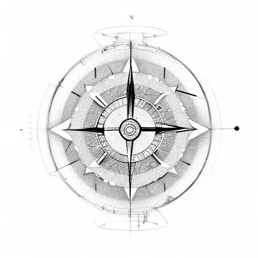 broken clock mixed with compass  tattoo design idea
