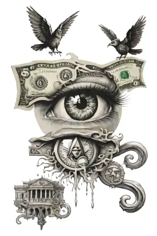 Money, Family, Eye And Tear Of Lucifer Temporary Tattoo - BlackInk AI