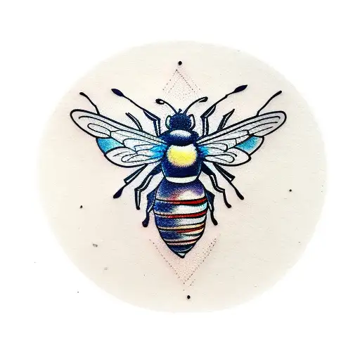 neotraditional bee with honeycomb and flowers  tattoo design idea