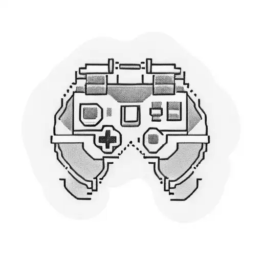 A pixelated video game controller tattoo design idea