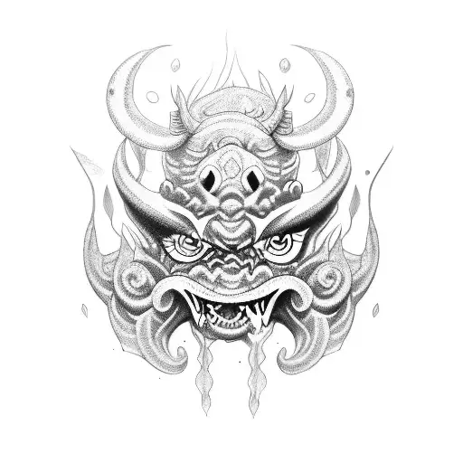 mascara oni tattoo design idea