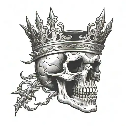 skull with crown of thorns tattoo design idea