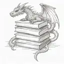 book stack add a cute dragon  tattoo design idea