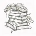 book stack add a cute dragon  tattoo design idea