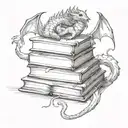 book stack add a cute dragon  tattoo design idea