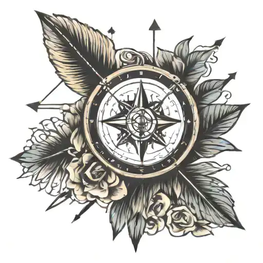 a compass rose with an arrow tattoo design idea