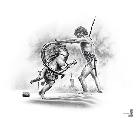 David vs Goliath the giant tattoo design idea
