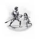 David vs Goliath the giant tattoo design idea